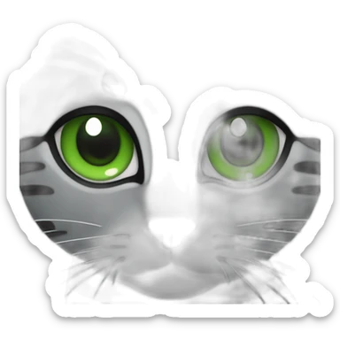 green eyes black kand grey stripted cat face sticker