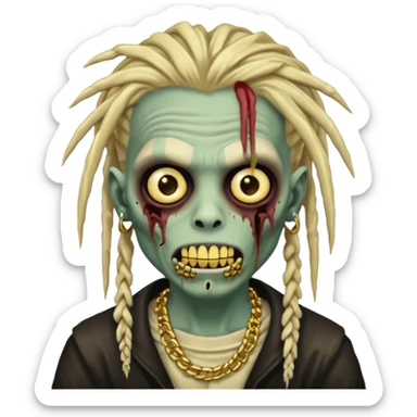zombie boy emoji with dreads and gold grillz sticker