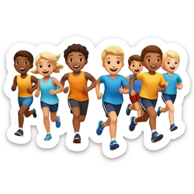 group of children running in a park, fun and lively sticker