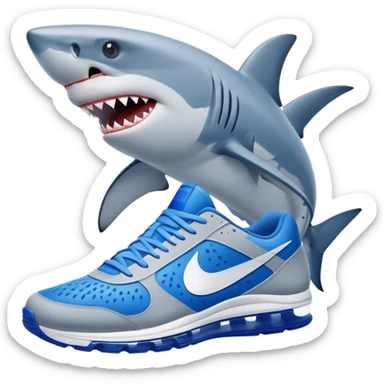 Crea a un tiburón con zapatos nike azules sticker