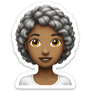 Menina parda com o cabelo curto e com  franja cabelo preto  sticker