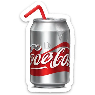 Diet Coke can with a red straw sticker