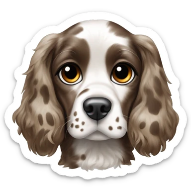 Black and white spotted cocker spaniel one blue eye one brown eye sticker