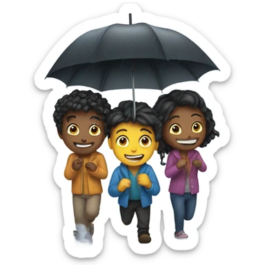 4 friends playing down of the rain  sticker
