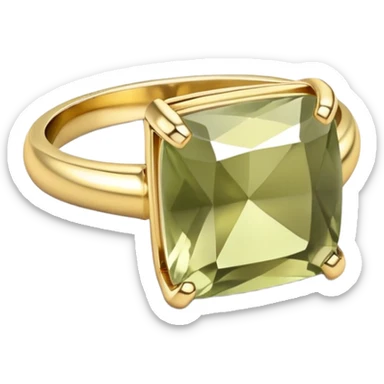 A ring with a pale olive square stone sticker