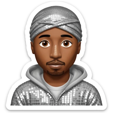 Tupac with silver sequin outfit sticker