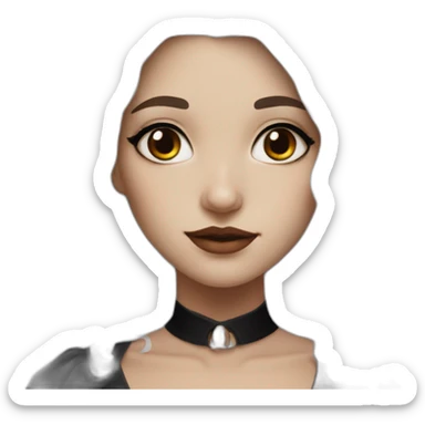 white hair girl with black gothic dress brown eyes with freckles sticker
