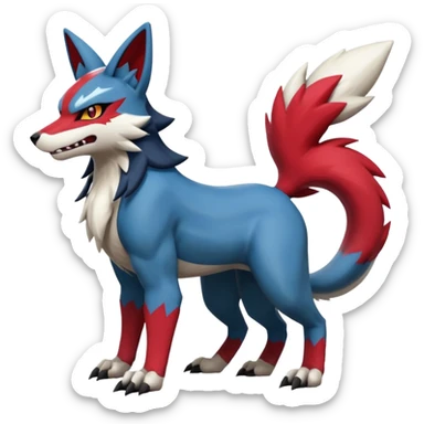 Lucario-Zoroark-Zangoose-Zeraora-Fakémon-hybrid-creature (full body)  sticker
