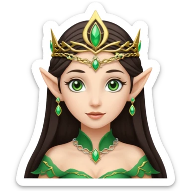 elf woman wearing tiara and dark hair sticker