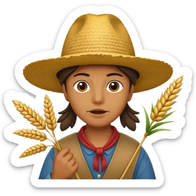 Campechano con una ramita de trigo en la boca sticker