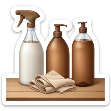 Realistic cleaning essentials with natural color sticker