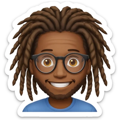 a black african guy with dreadlocks, wearing glasses and aura farming emoji sticker
