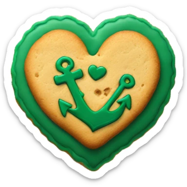 cookie heart with dark green anchor sticker