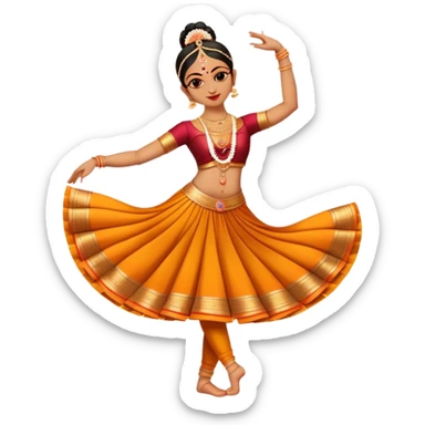 cinematic-realistic-bharatanatyam-dance-emoji,-depicted-as-an-elegant-classical-indian-dance-performance-with-graceful-poses,-intricate-costumes,-and-expressive-hand-gestures,-rendered-with-rich-textures-and-warm-dramatic-lighting, single dancer full body  sticker