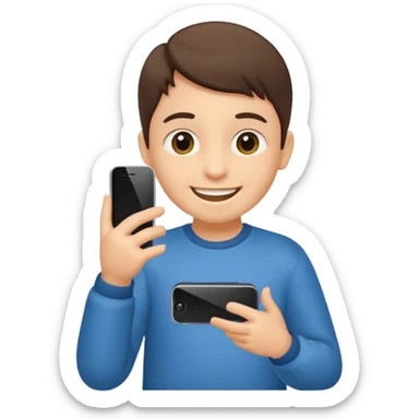 un niño de entre 3 - 10 años jugando con su celular sticker