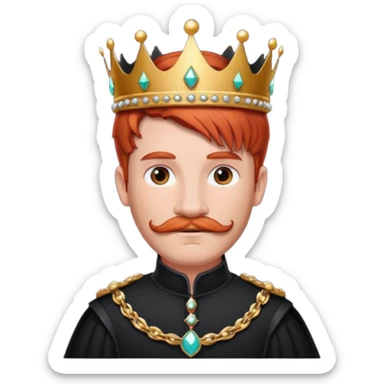 red-haired princes with crown mustace. dark outfit sticker