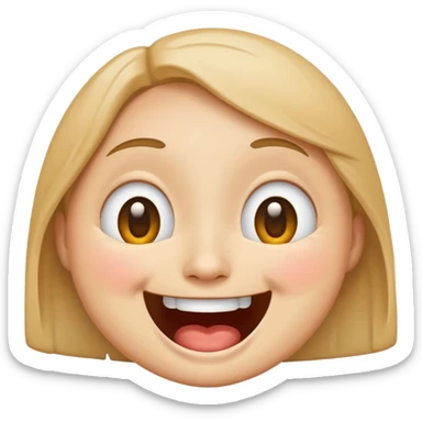 Emoji, laughing face with tears of joy, wide smile, big eyes sticker
