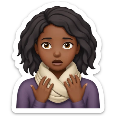 Black girl with her hands wrapped around her neck choking herself sticker