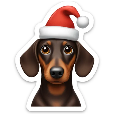 Chocolate Dashund with Christmas hat sticker