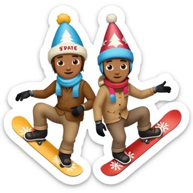 2 cowboys snowboarding birthday  sticker