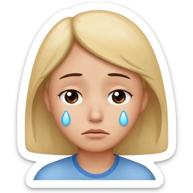 calm sad face emoji with gentle peaceful expression and a single tear sticker