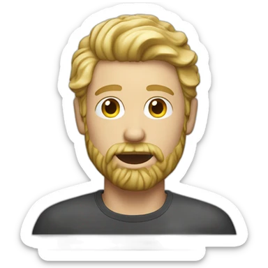 male designer macbook with stubble beard and light curly blonde hair sticker