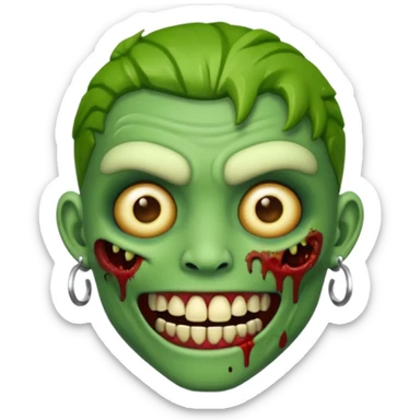 Create a zombie emoji with grillz and earring sticker