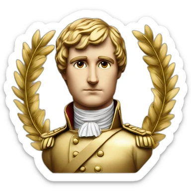 Laurel wreath on short hair serious napoleon bonaparte golden statue sticker