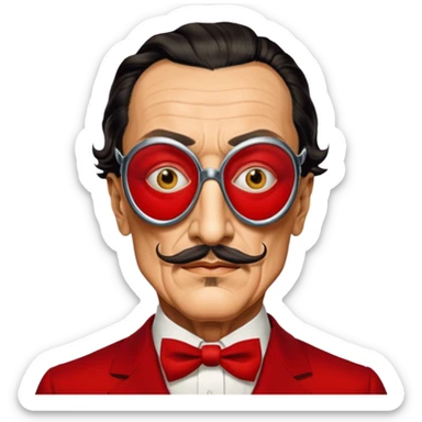 Faites-moi un masque de Salvador Dali d'une manière réaliste, la même série que La Casa de Bapel, et faites-le paraître comme s'il portait du rouge sticker