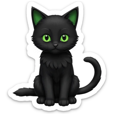 Chat noir peinture mignon assise peinture sticker