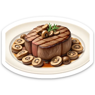 Plate of filet mignon and mushrooms  sticker