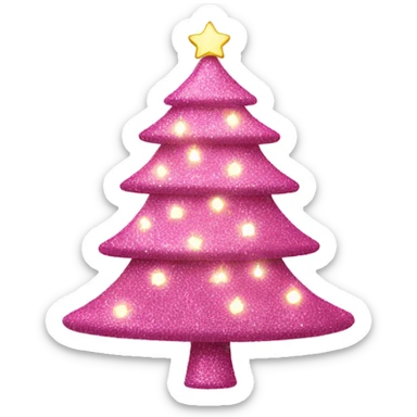Pink Christmas tree with glitter and lights sticker