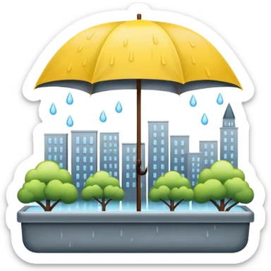 Rainy foggy day in the city sticker