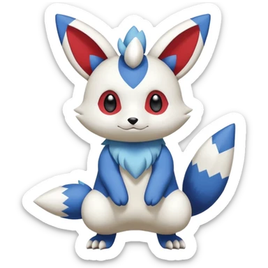 Victini-Pichu-Oshawott-Meowstic-Minccino-Zangoose-Fakémon-hybrid-creature (full body)  sticker