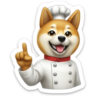 Shiba dog chef with a hand with one finger up asking you to wait sticker