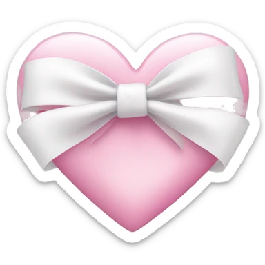 White bow on pink heart  sticker