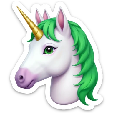 unicorn with green hair and earrings sticker