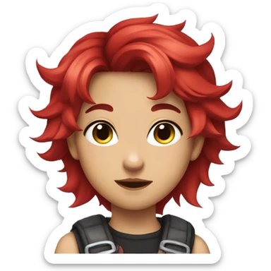 feminine catboy with red and black hair sticker