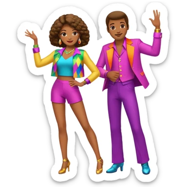 man and woman disco dancing sticker
