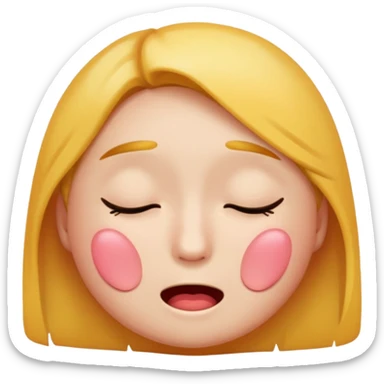 embarrassed, blushing, with closed eyes, and shaped like a traditional emoji sticker