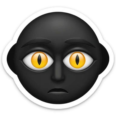 Minimal emoji, single eye made of black metal, pupil replaced by a solid metal number 8, restrained gothic symbolism, avant-garde minimalism, no glow, no neon, flat emoji style, centered, transparent background sticker