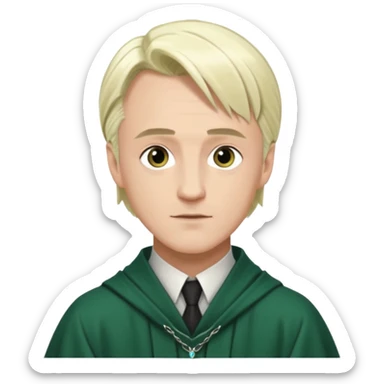 Draco Malfoy, age 37, stylish wizard robes, silver-blond hair, mature sticker