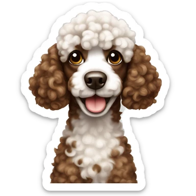 Brown and white spotted poodle sticker