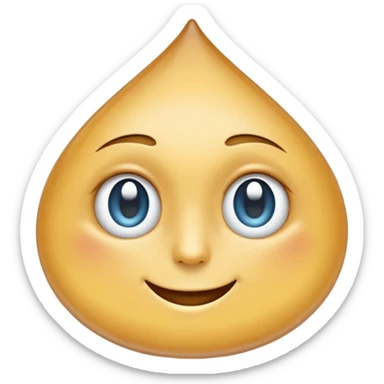 One eye on the left droplet; the right eye is absent but subtly hinted (indentation, ripple, or reflection). Clean emoji style, soft lighting, simple shapes, white/transparent background, high-resolution, friendly. sticker