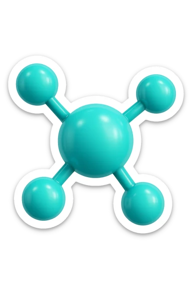 emoji 3d stile iphone di molecole chimiche turchesi 3d sticker