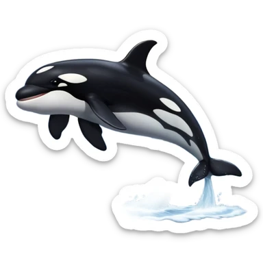 I want a realistic emoji of an orca whale leaping from the water with the moon illuminating the sky and reflecting on the sea. sticker