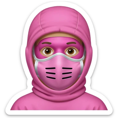 man in pink protection clothes with full-faced pink mask covered whole face sticker