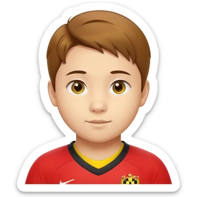 - Nam
- 15 tuổi
- Da vàng
- Tóc nâu, tóc ngắn vuốt chéo bên trái
- Mặt bầu bĩnh, Má phình, Cười mỉm, Mắt to
- Áo bóng đá màu đỏ
 sticker
