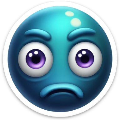 planet Neptune with a cartoon sad face with big kind eyes sticker