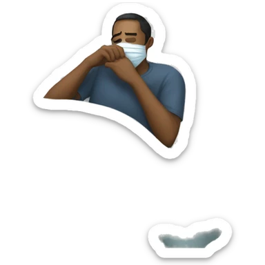 A man have mask and sleeping on bed sticker